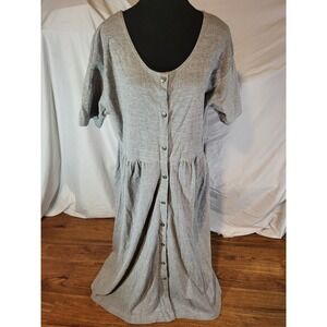 Vintage Star Wear Plus Size 22 Gray Full Button Modest Midi Dress